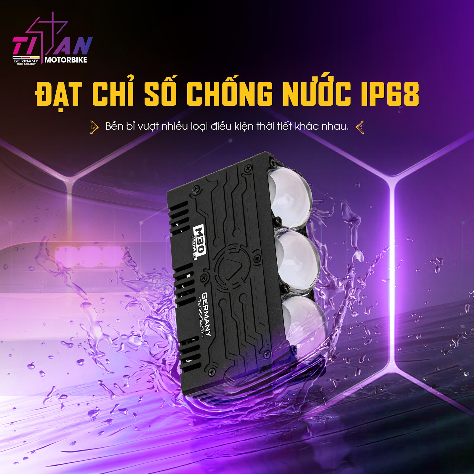 Titan Moto M30 Ultra V2 đạt chuẩn chống nước - chống bụi IP68